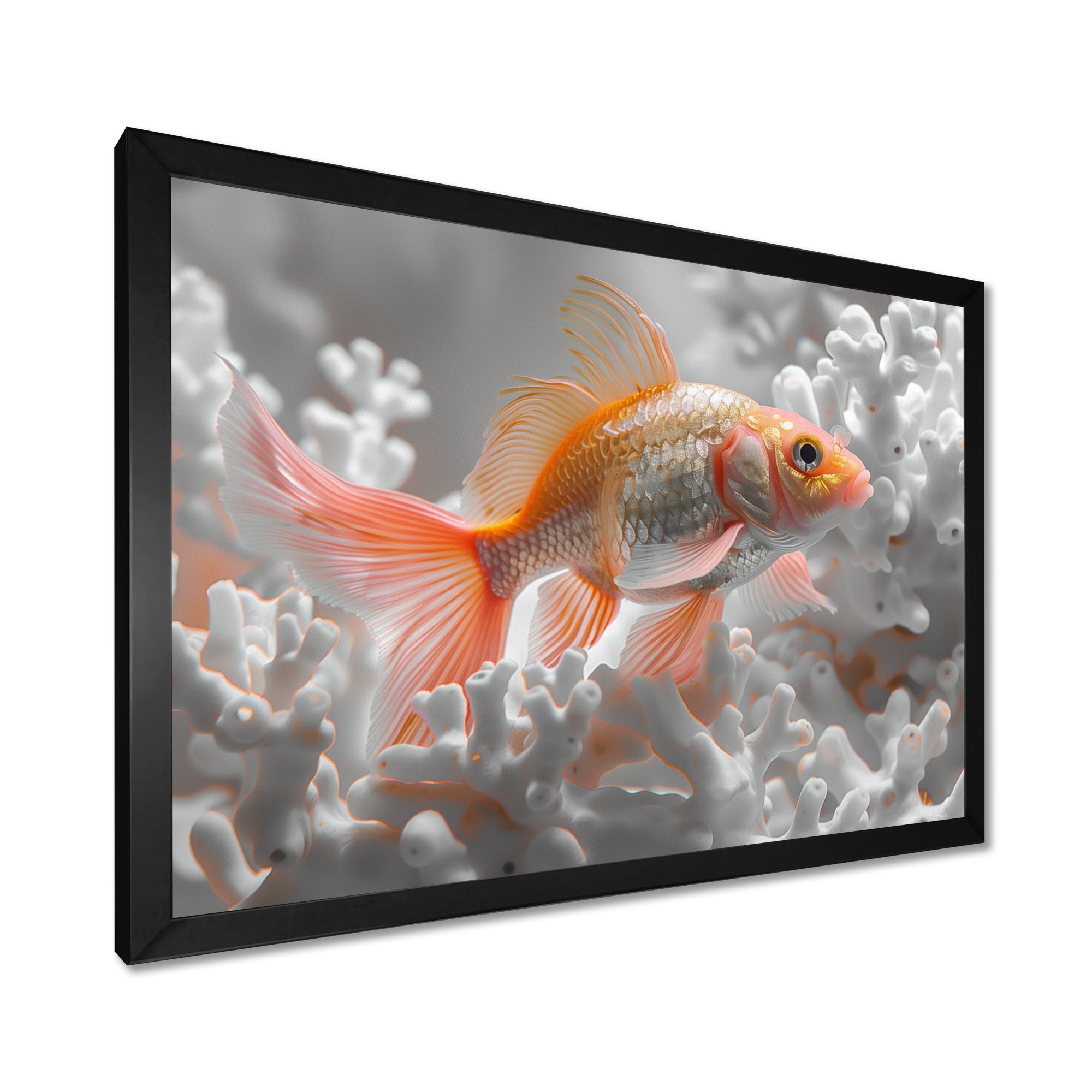 Orange white fish coral dream - Fish Wall Art Prints