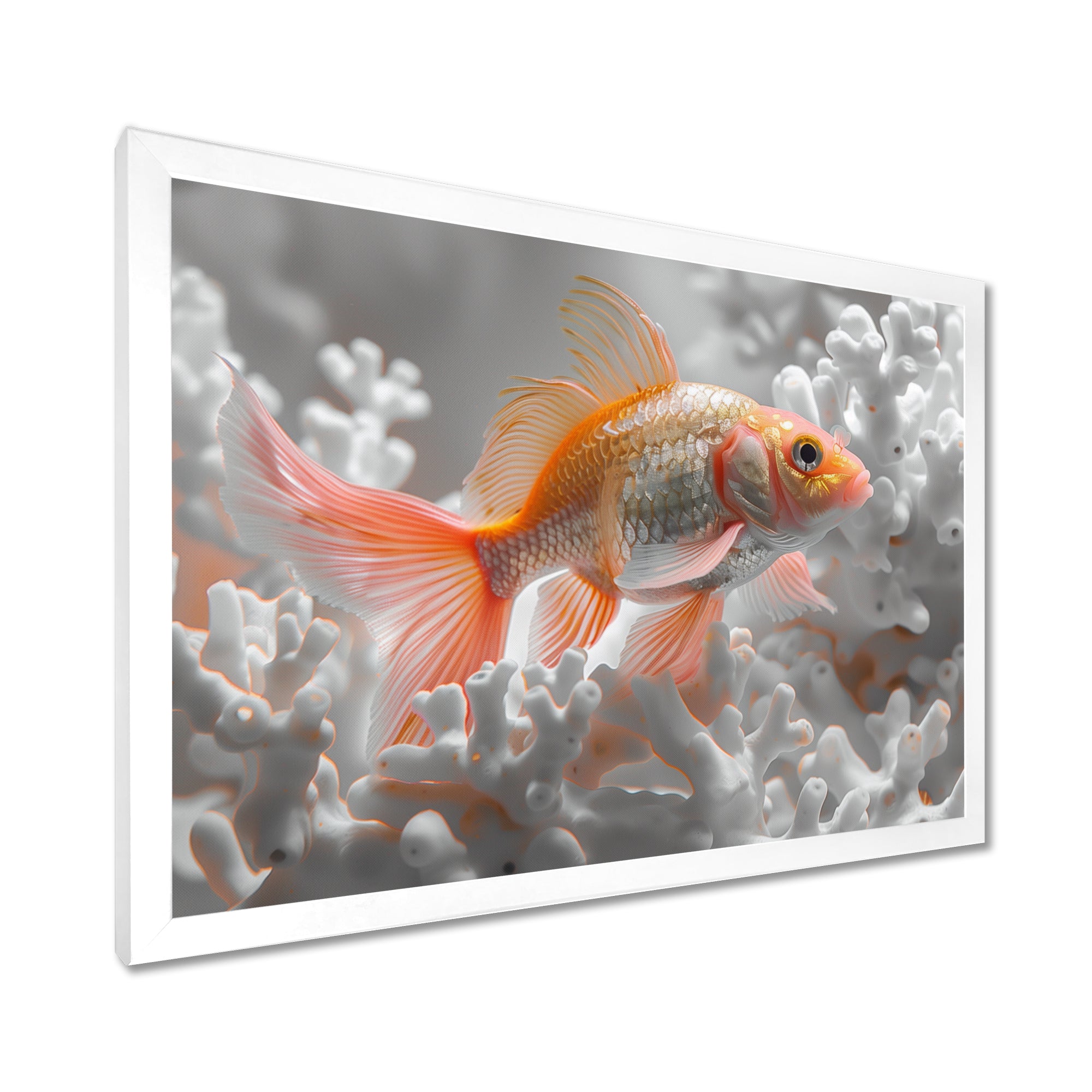 Orange white fish coral dream - Fish Wall Art Prints