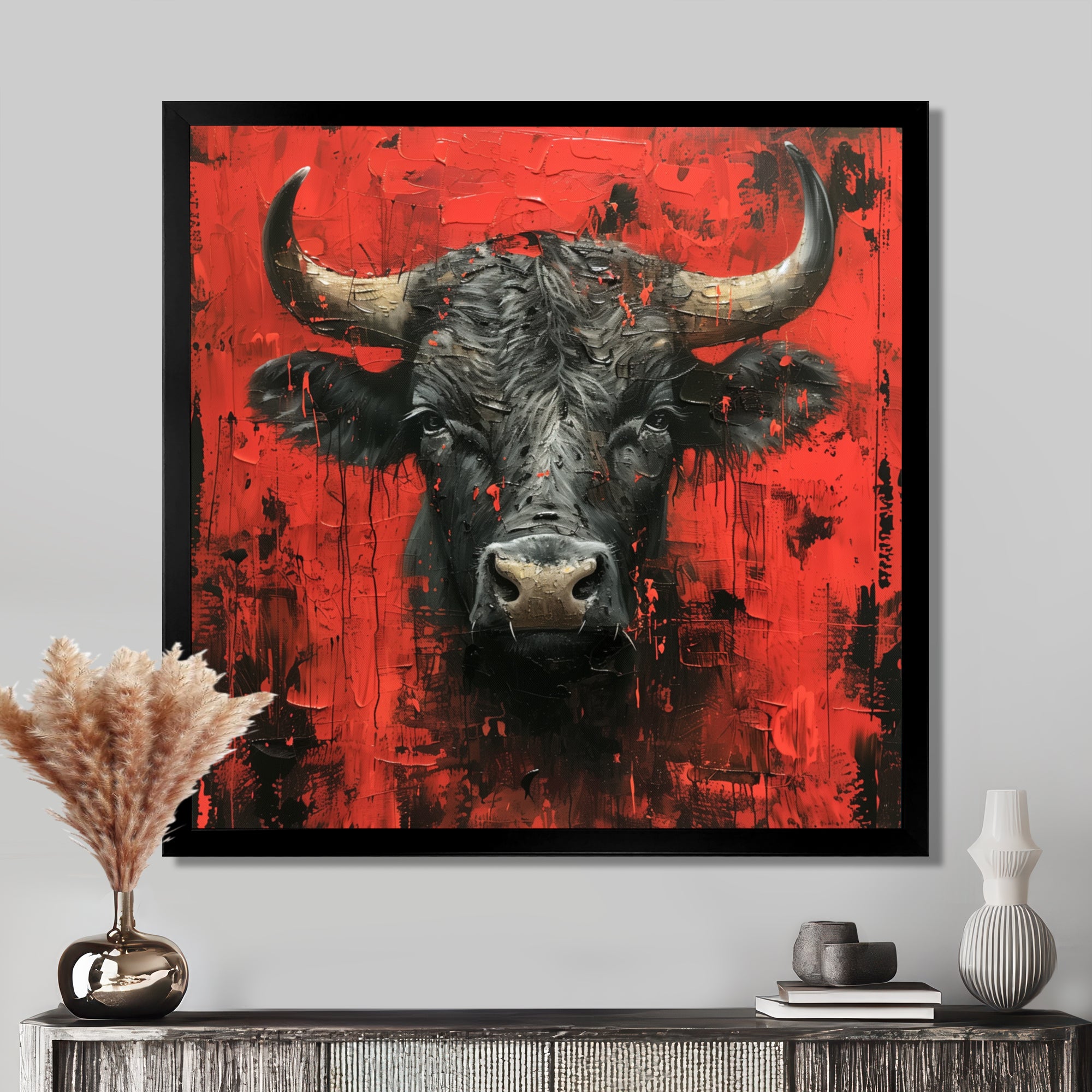 Red Taurus Astrology Bulls Resolve - Red Taurus Wall Art