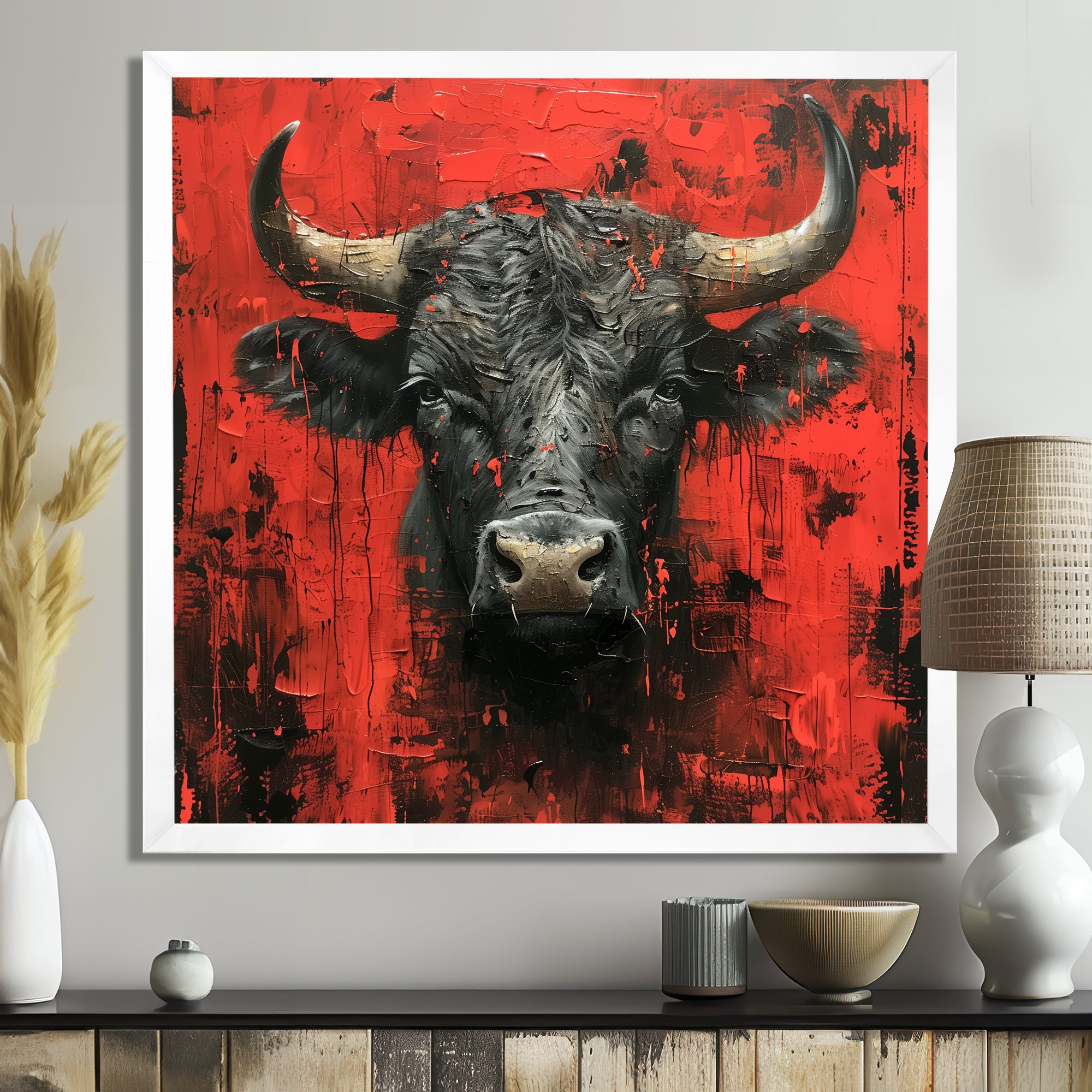 Red Taurus Astrology Bulls Resolve - Red Taurus Wall Art