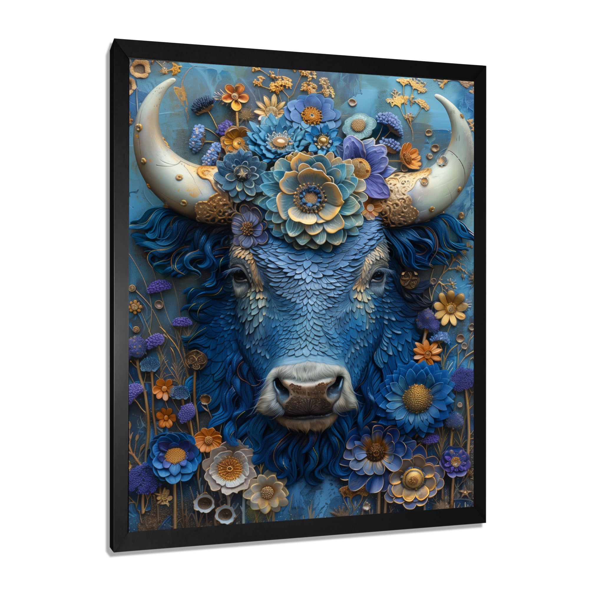 Blue Taurus Astrology Cosmic Harmony - Blue Taurus Wall Art
