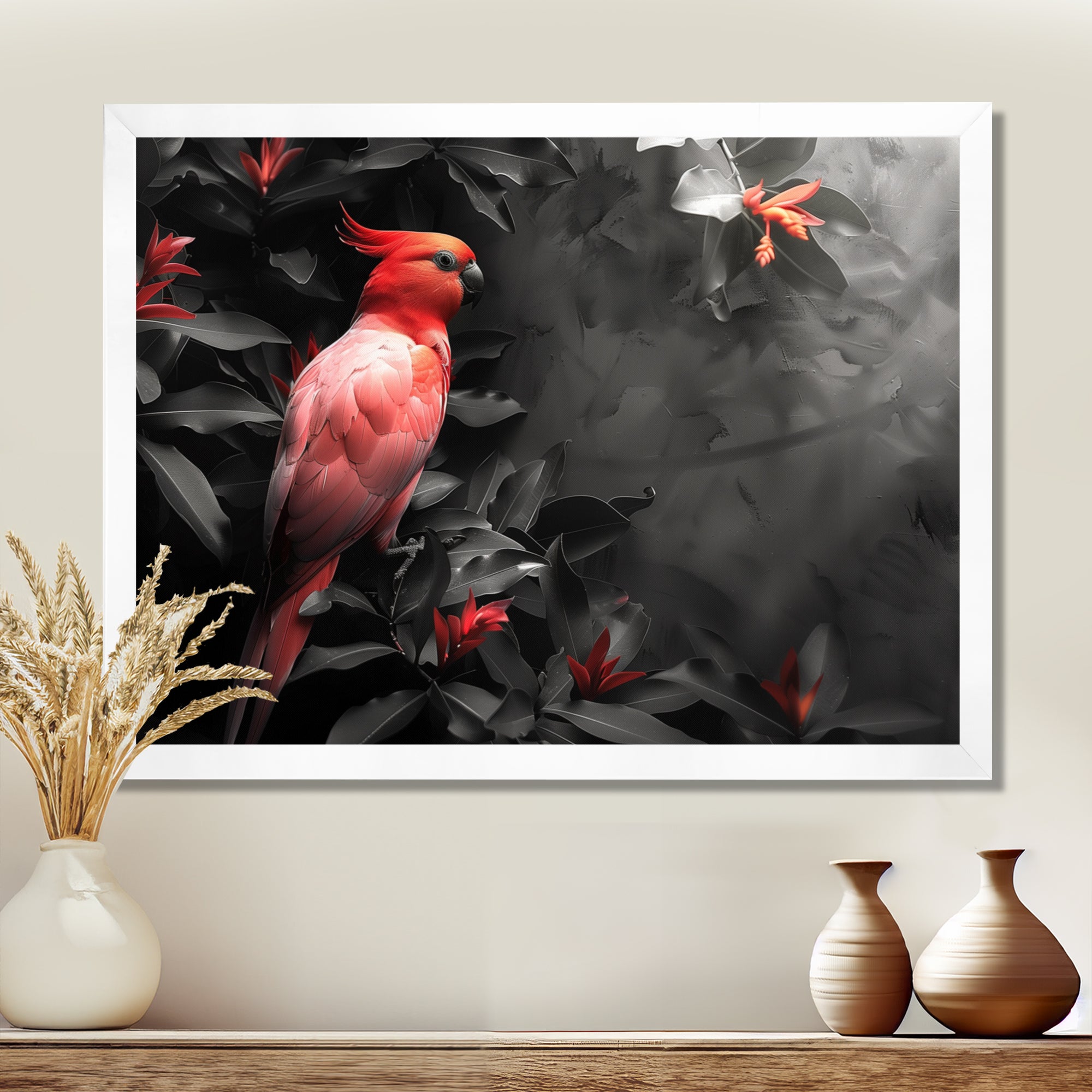 Red black Garden of Eden Birds - Bird Home Decor Art