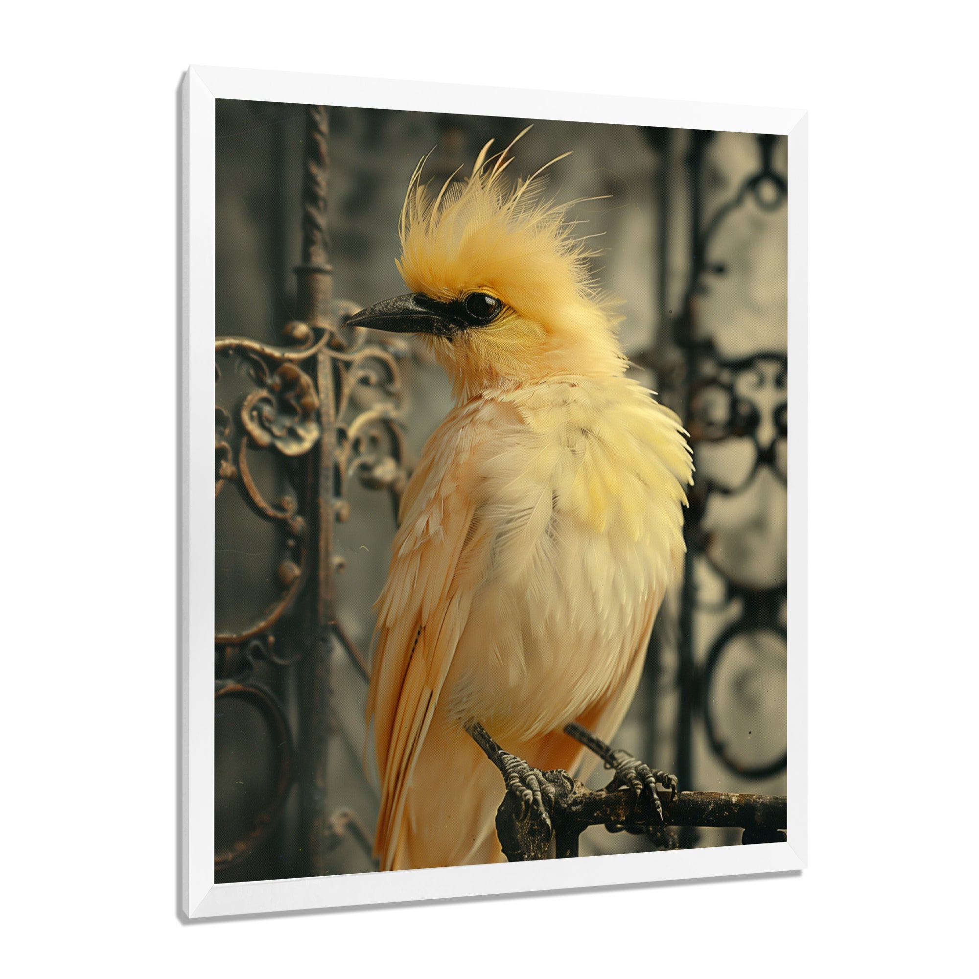 Yellow black Caged Bird elegance - Bird Canvas Wall Art