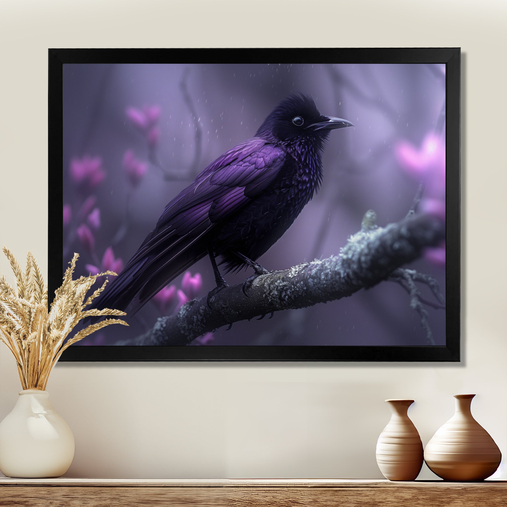 Purple black Moonlit Serenade Bird - Bird Wall Decor