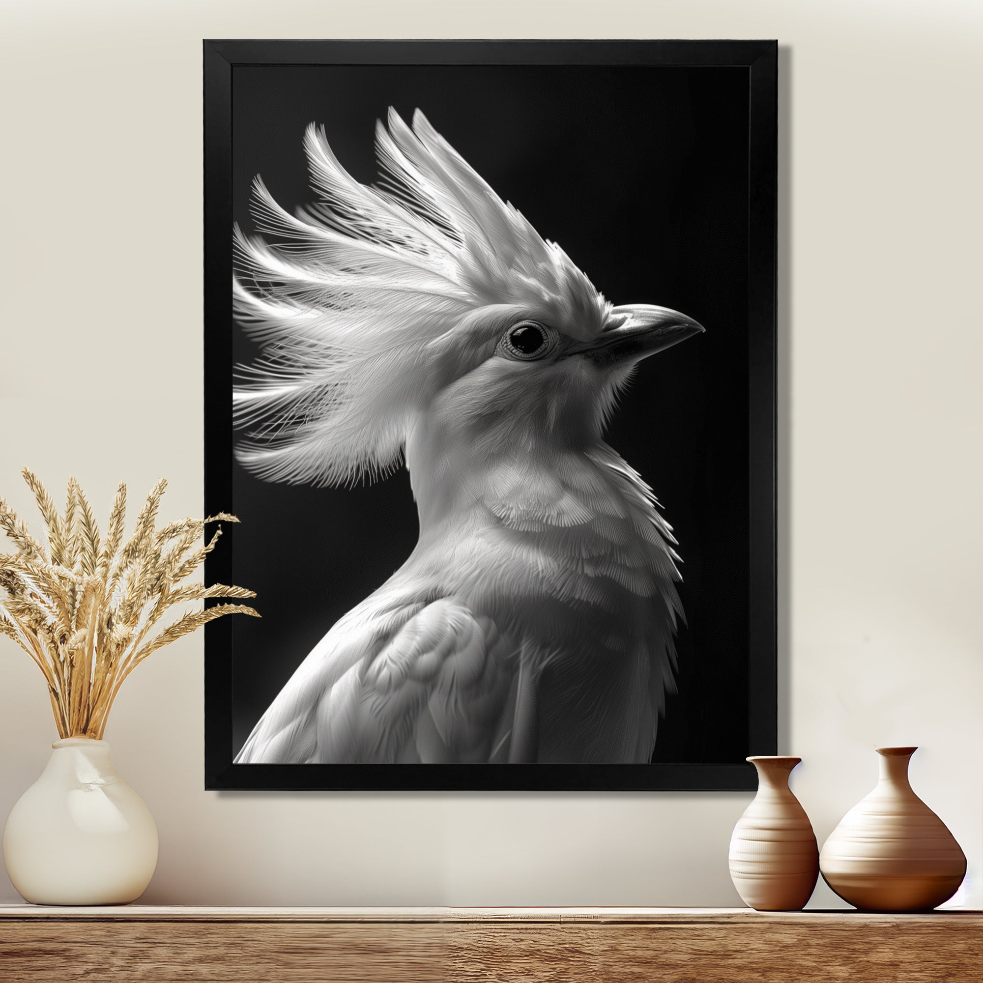 Monochrome white black graceful Bird - Bird Wall Decor