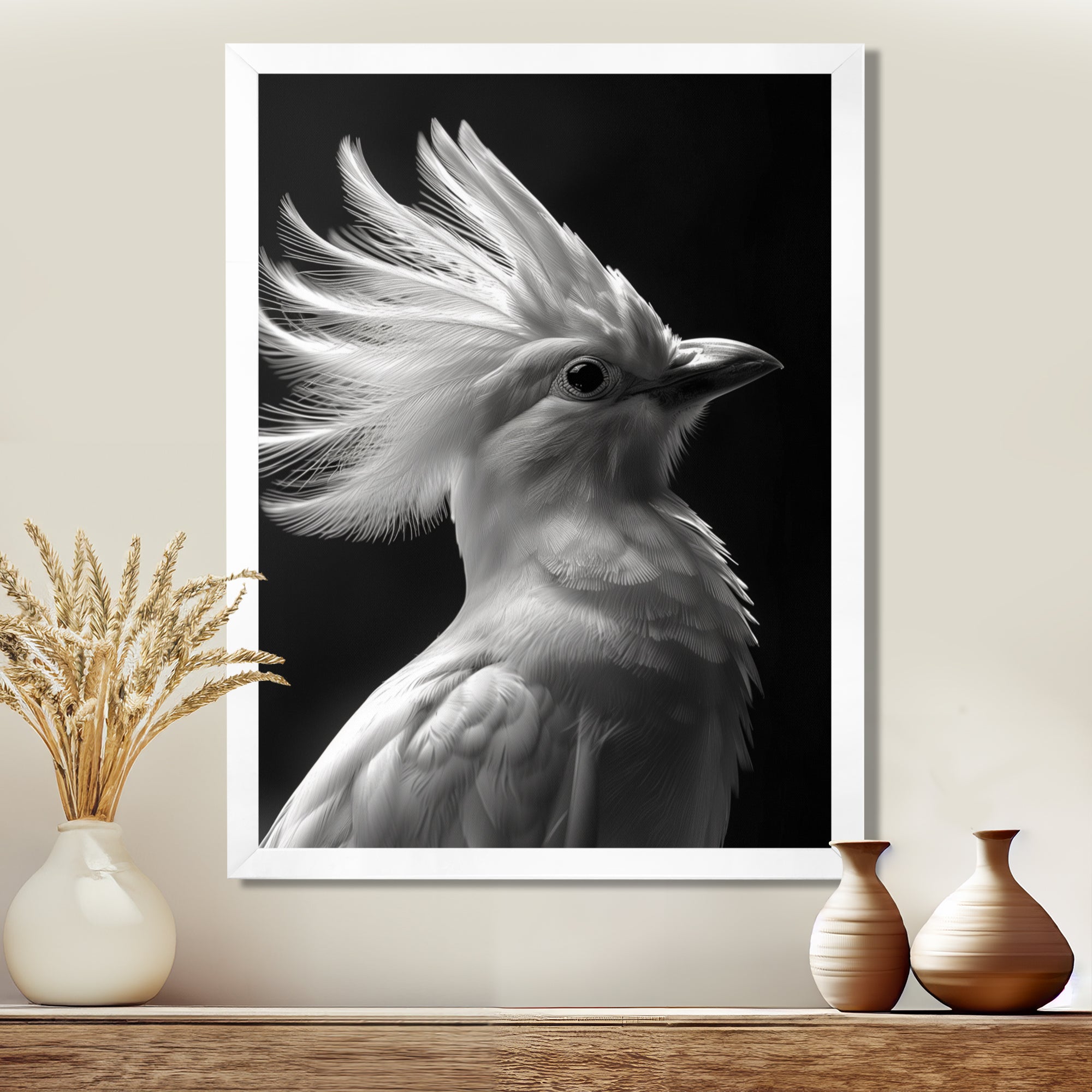 Monochrome white black graceful Bird - Bird Wall Decor