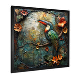 Green orange Rainforest Radiance Toucan - Green Parrot Wall Art