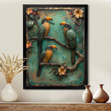 Yellow green Rainforest Radiance Toucans - Parrot Framed Canvas Art