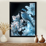 Blue black Tropical Oasis Bird blooms - Bird Home Decor Art