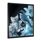 Blue black Tropical Oasis Bird blooms - Bird Home Decor Art