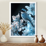 Blue black Tropical Oasis Bird blooms - Bird Home Decor Art