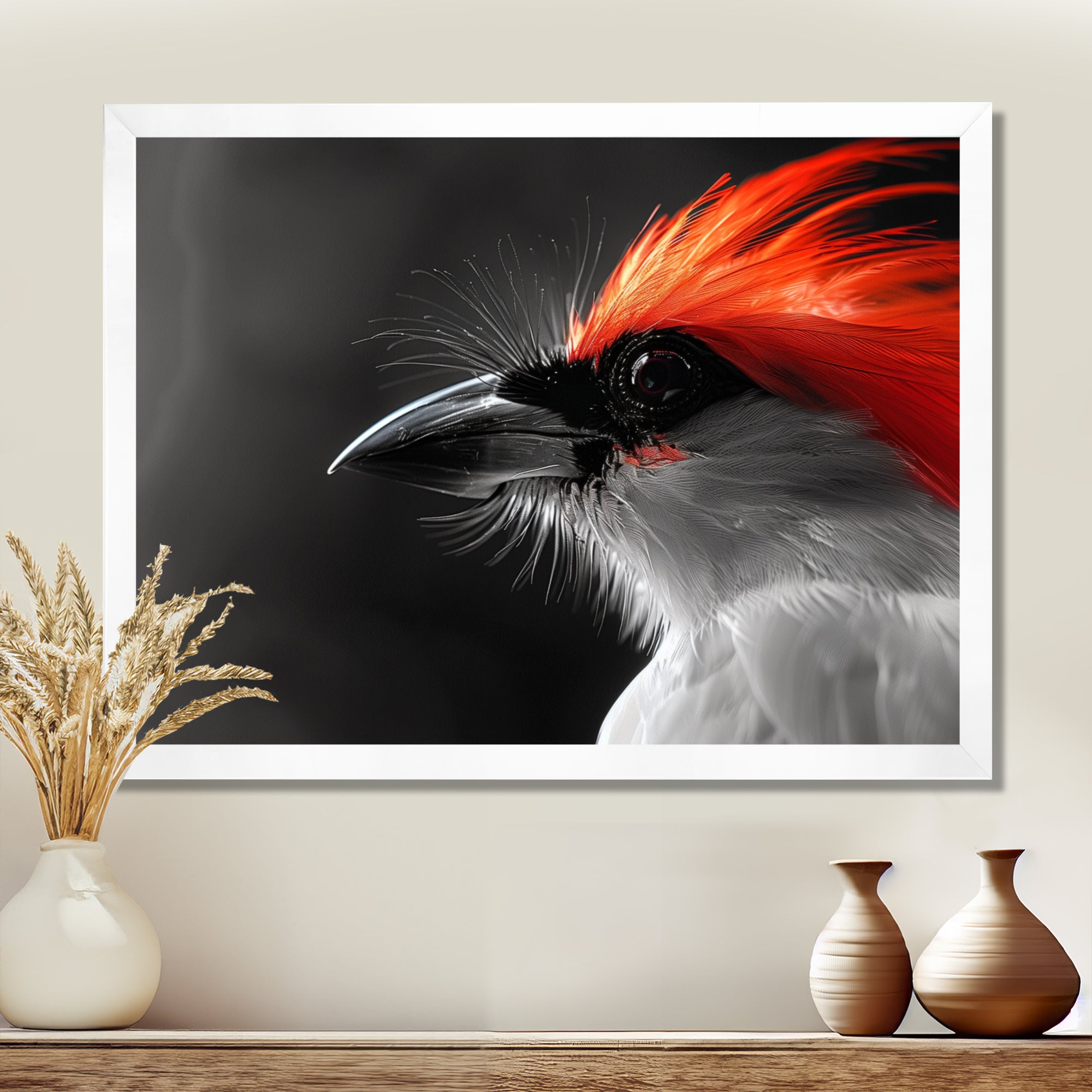 Red black Whispers Bird of Paradise - Bird Bedroom Wall Art