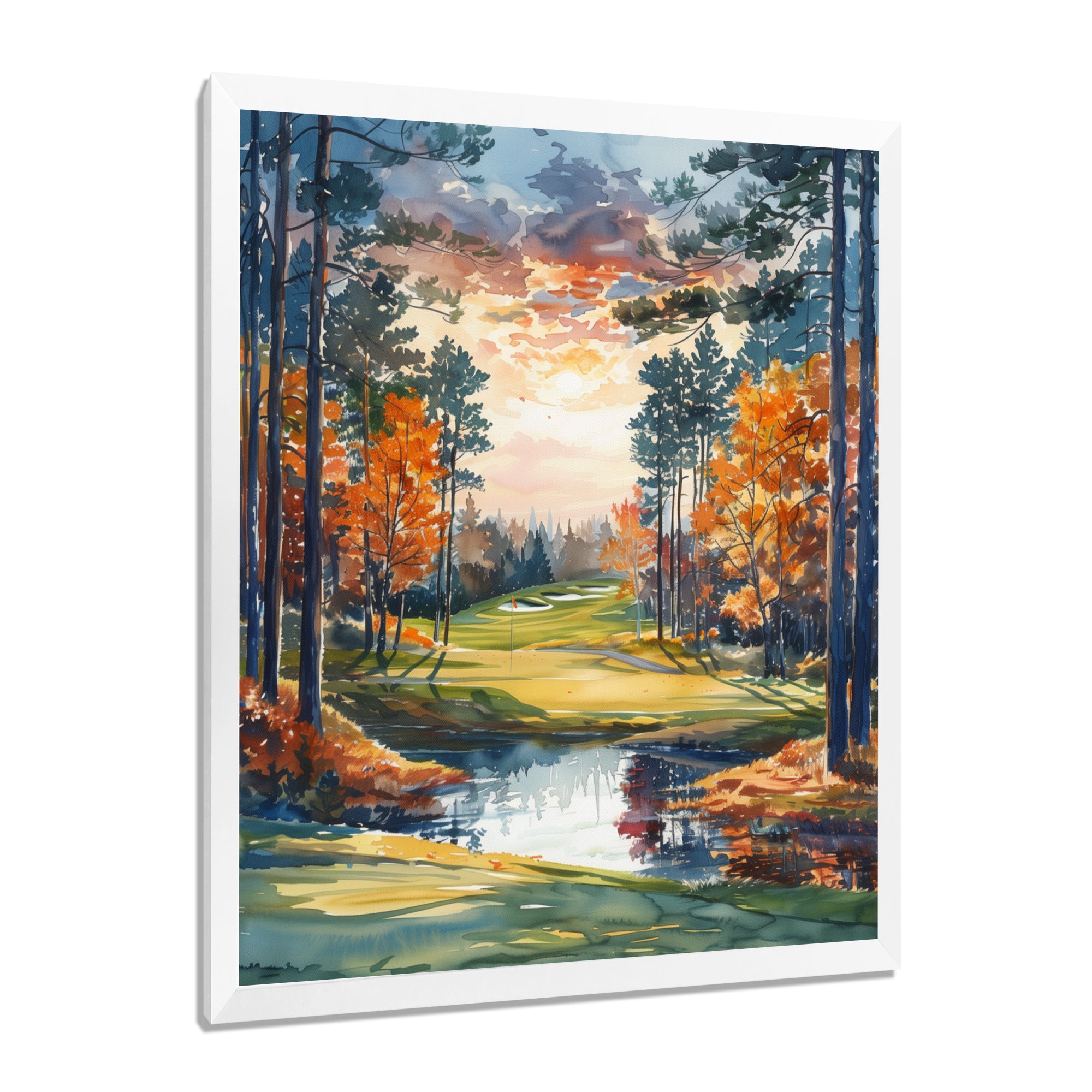 Green Orange Autumn Golf Haven Country Club I - Golf Canvas Wall Art