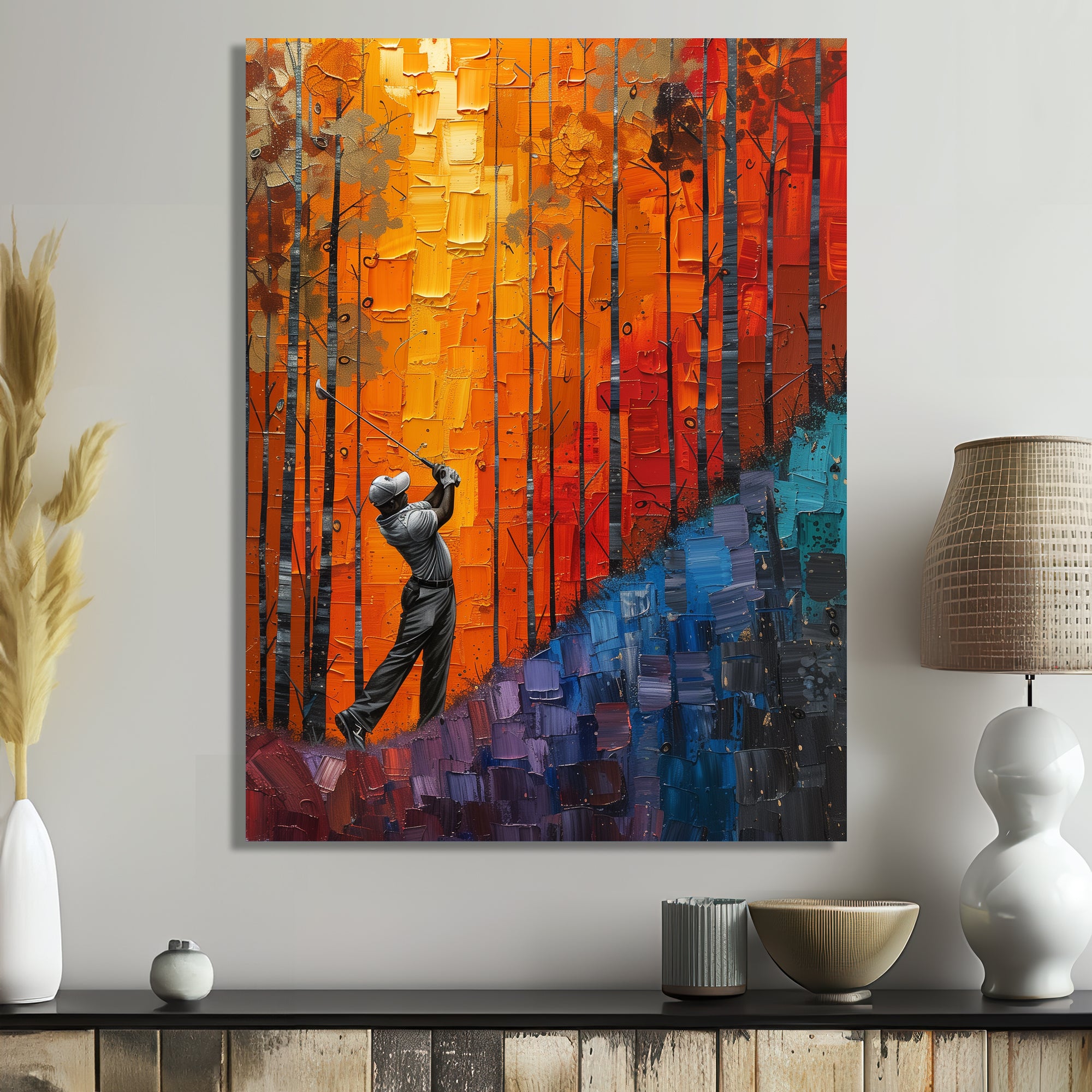 Yellow Red Golfing Heritage Country Club I - Golf Canvas Wall Art