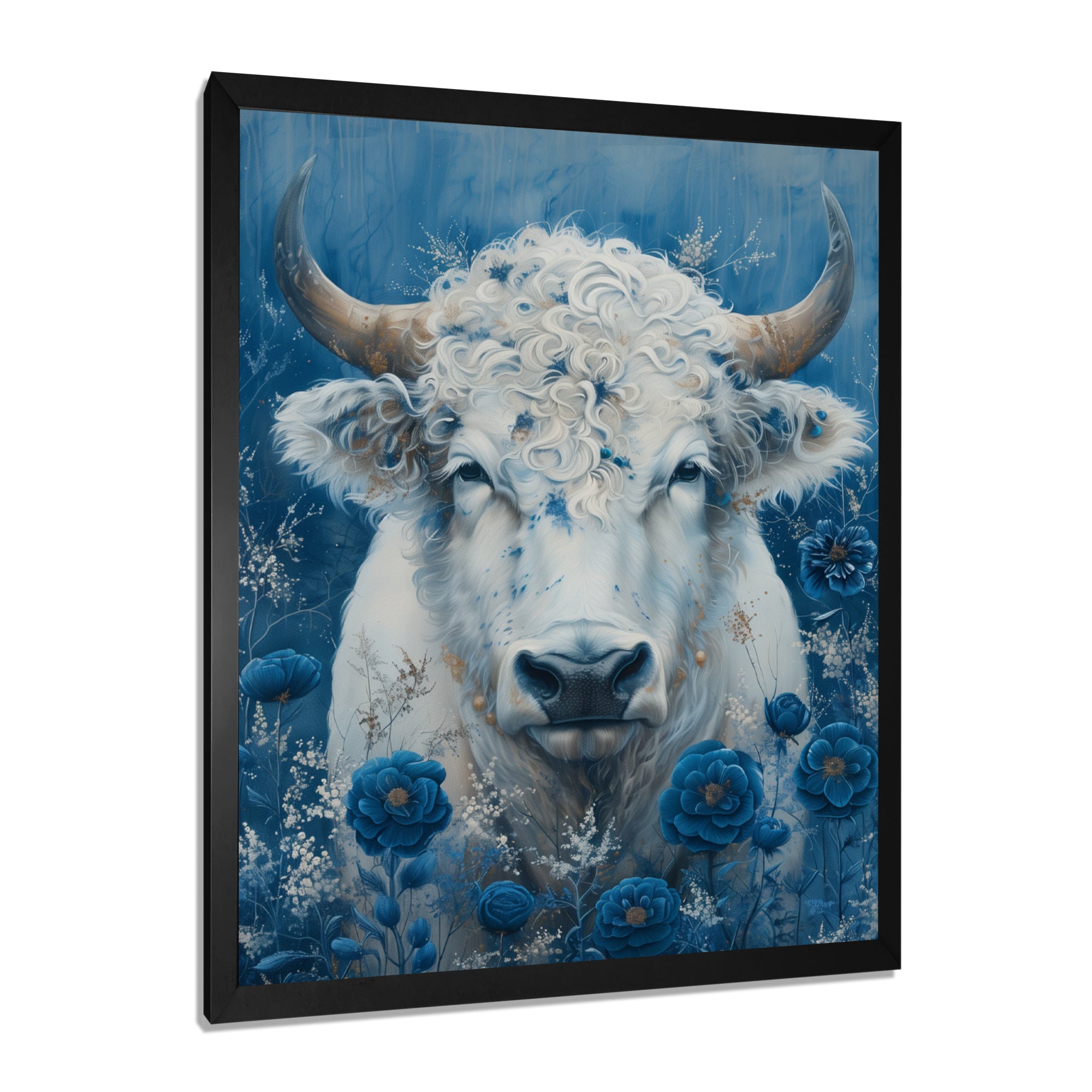 White blue Cosmic Nurture Taurus - Taurus Canvas Wall Art