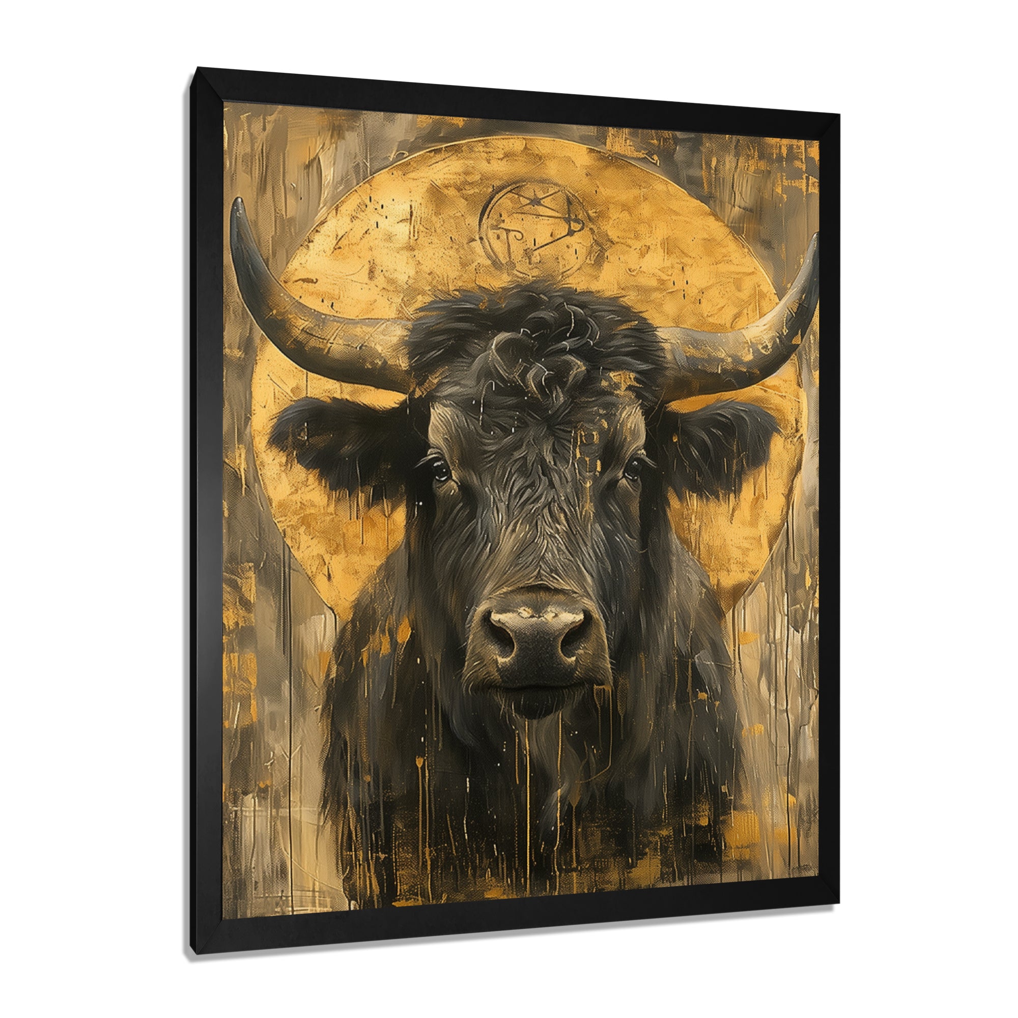 Golden Taurus zodiac portrait - Taurus Canvas Wall Art