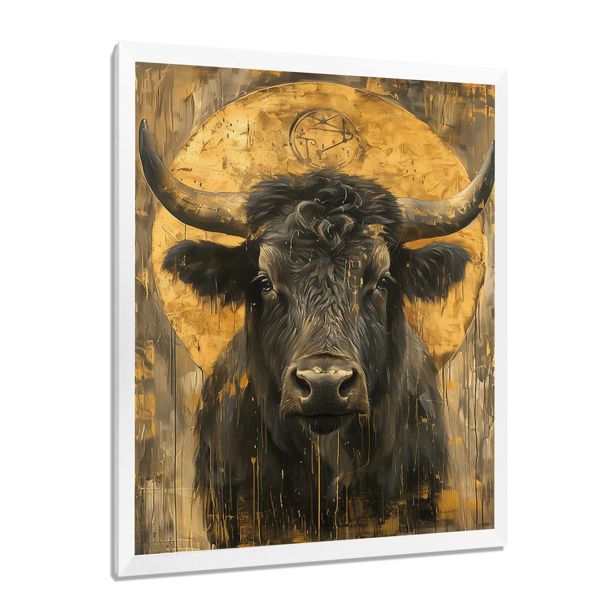 Golden Taurus zodiac portrait - Taurus Canvas Wall Art