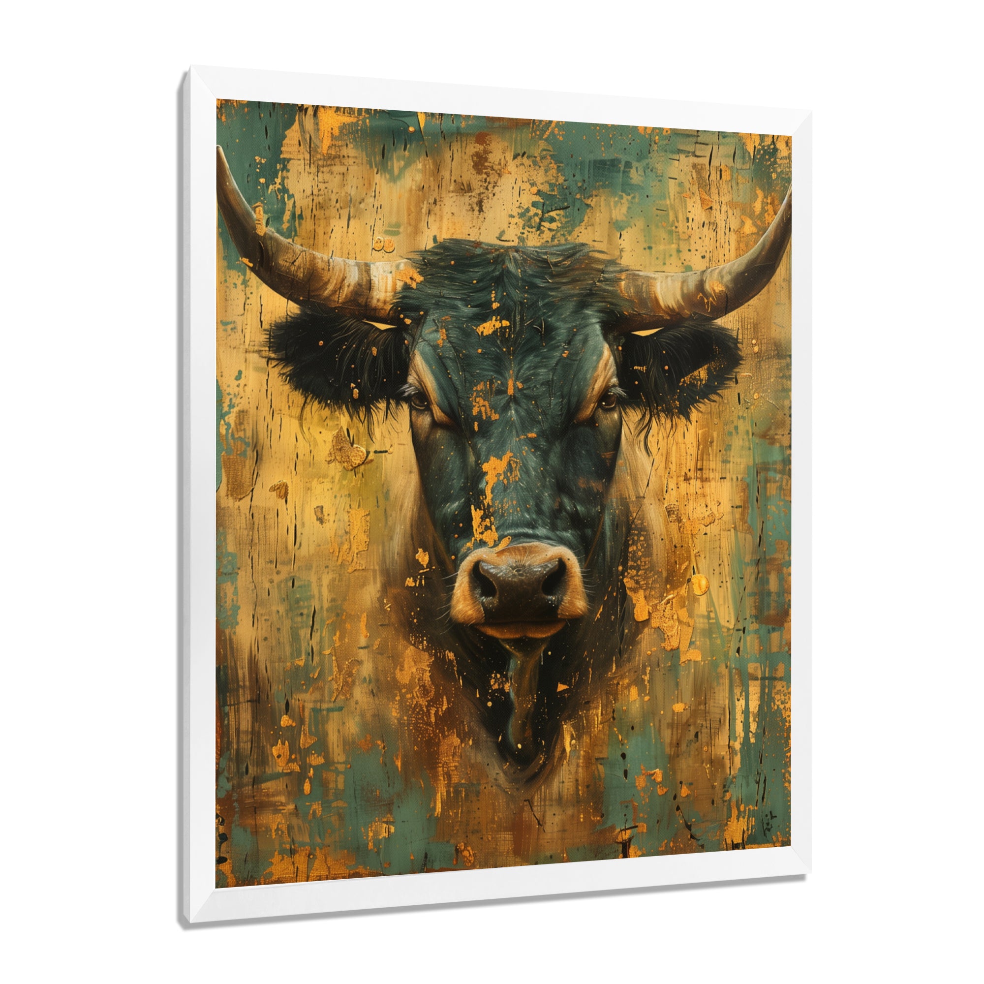 Vintage golden green Taurus - Taurus Wall Art Prints