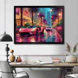 Pink blue Miami exotic cars - Car Exotic Canvas Wall Art