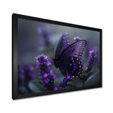 Purple black Butterfly beauty on flower - Butterfly Canvas Wall Art
