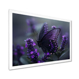 Purple black Butterfly beauty on flower - Butterfly Canvas Wall Art