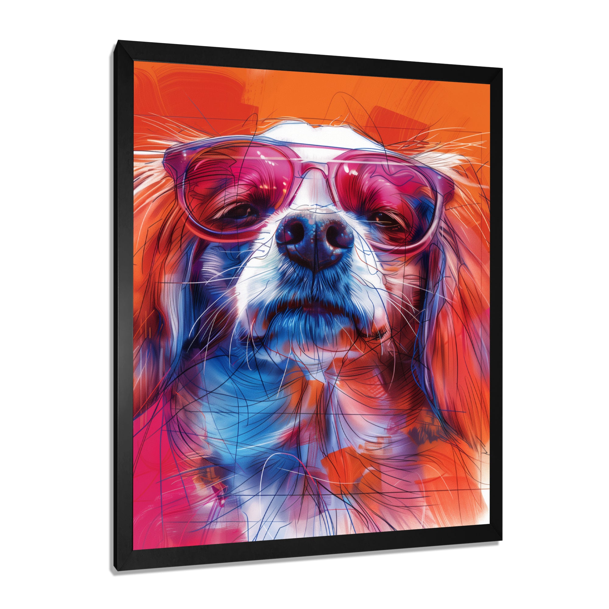 Pink white sunglasses border collie portrait - Dog Wall Art Prints