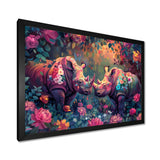 Pink green Rhino wondering dreams - Rhino Wall Decor
