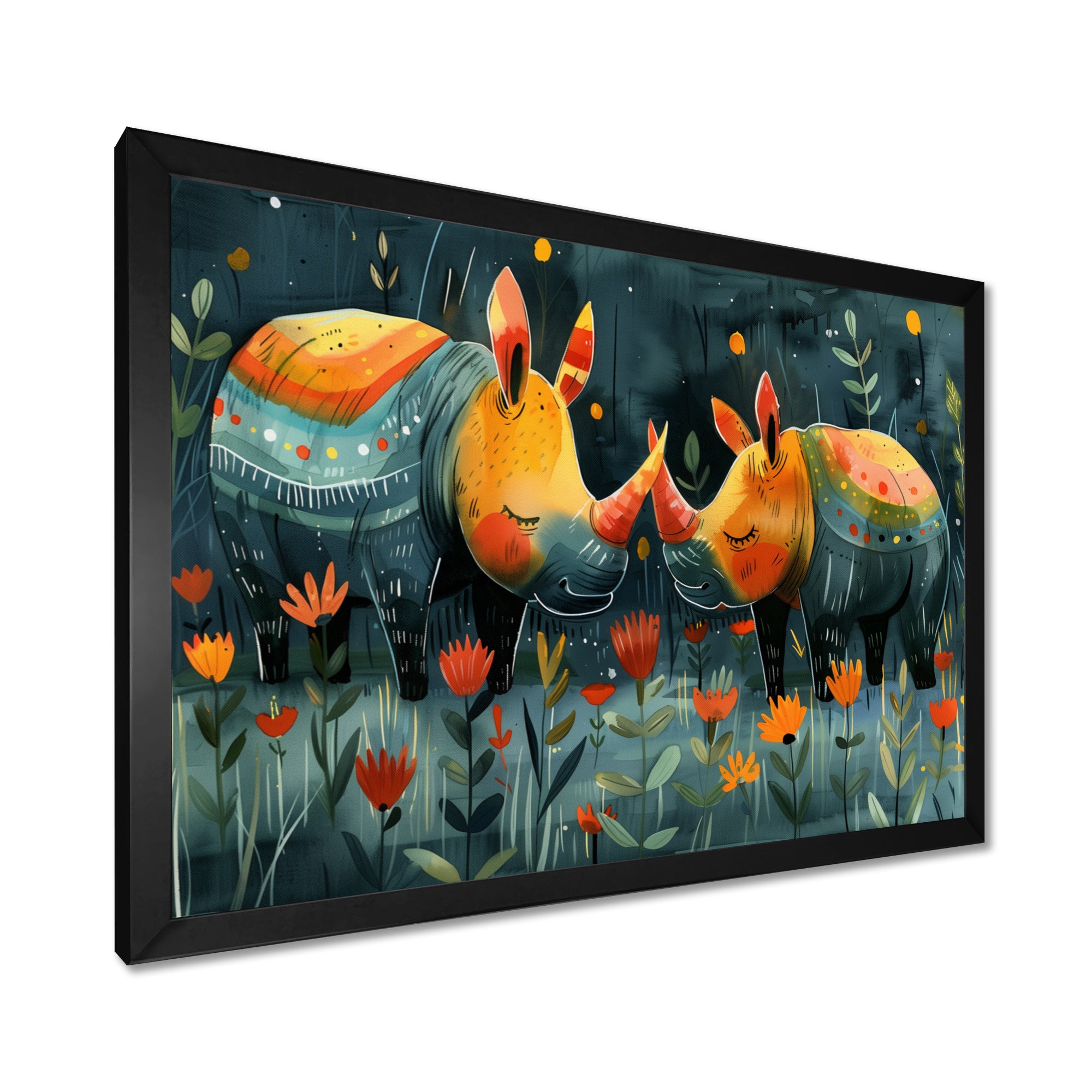 Yellow green Rhino wondering dreams - Rhino Wall Decor