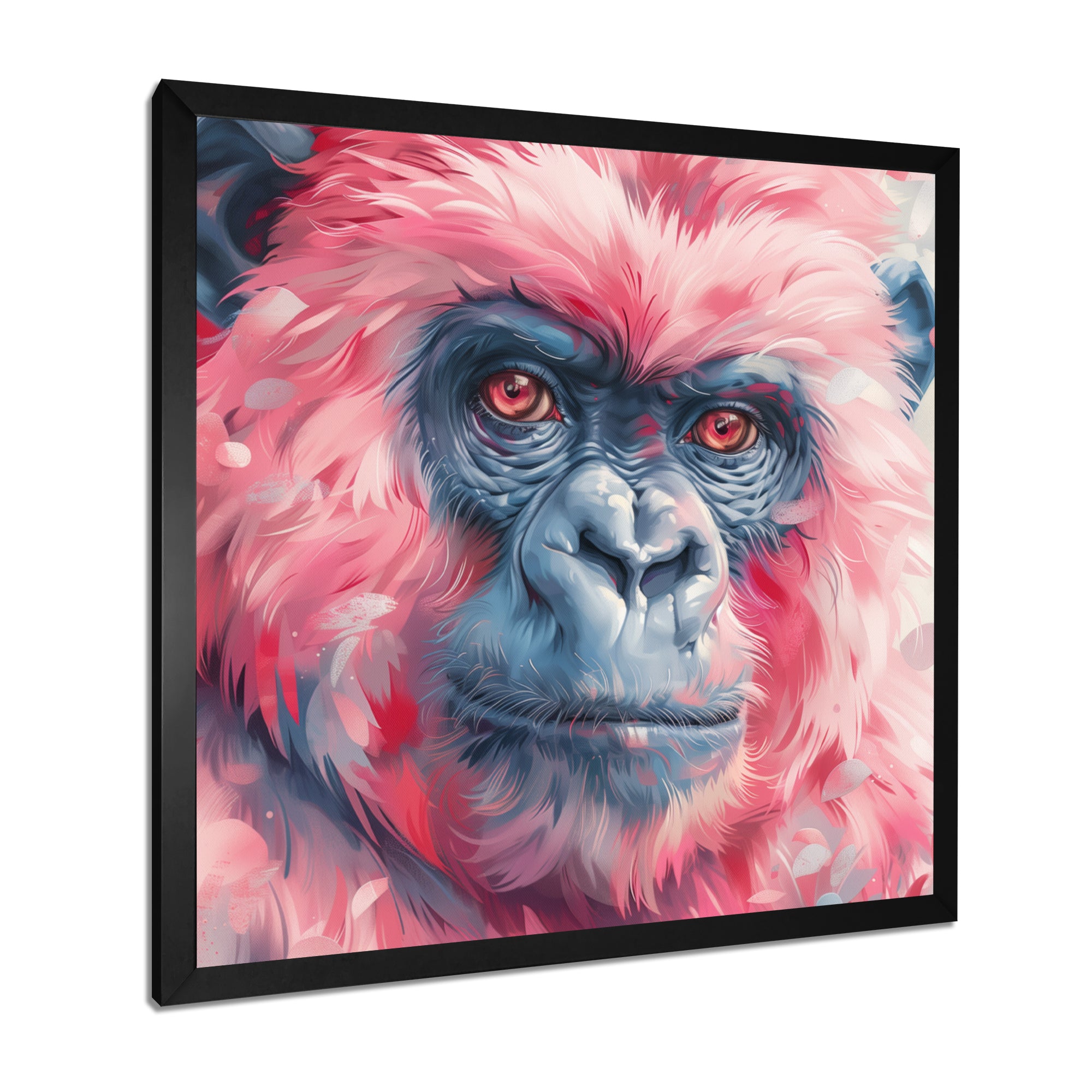 Pink blue gorilla portrait - Gorilla Canvas Wall Art