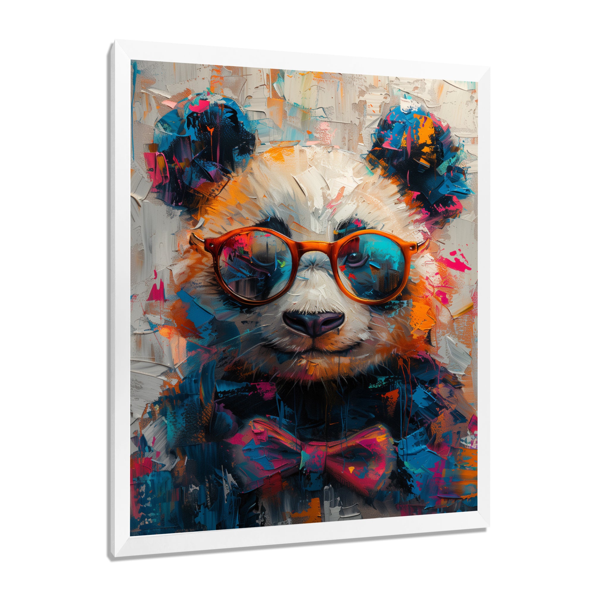 Red black panda portrait illusion - Panda Canvas Wall Art