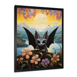 Gothic Bat in colorful flower rainforest - Bat Living Room Wall Art