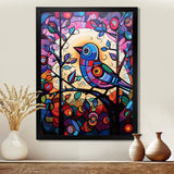 Stained glass Bird singing on branch Pop art - Bird Canvas Wall Art