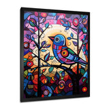 Stained glass Bird singing on branch Pop art - Bird Canvas Wall Art