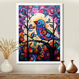 Stained glass Bird singing on branch Pop art - Bird Canvas Wall Art