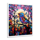 Stained glass Bird singing on branch Pop art - Bird Canvas Wall Art