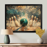 Green Bowling Ball Full Strike I - Bowling Canvas Wall Art