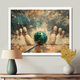 Green Bowling Ball Full Strike I - Bowling Canvas Wall Art