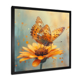 Vintage yellow Butterfly on daisy - Butterfly Wall Art Prints