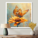 Vintage yellow Butterfly on daisy - Butterfly Wall Art Prints