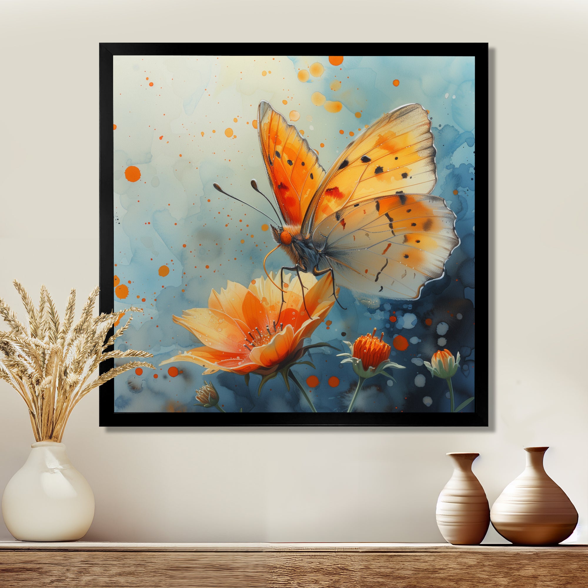 Vintage yellow Butterfly on summer flower - Butterfly Wall Art Prints