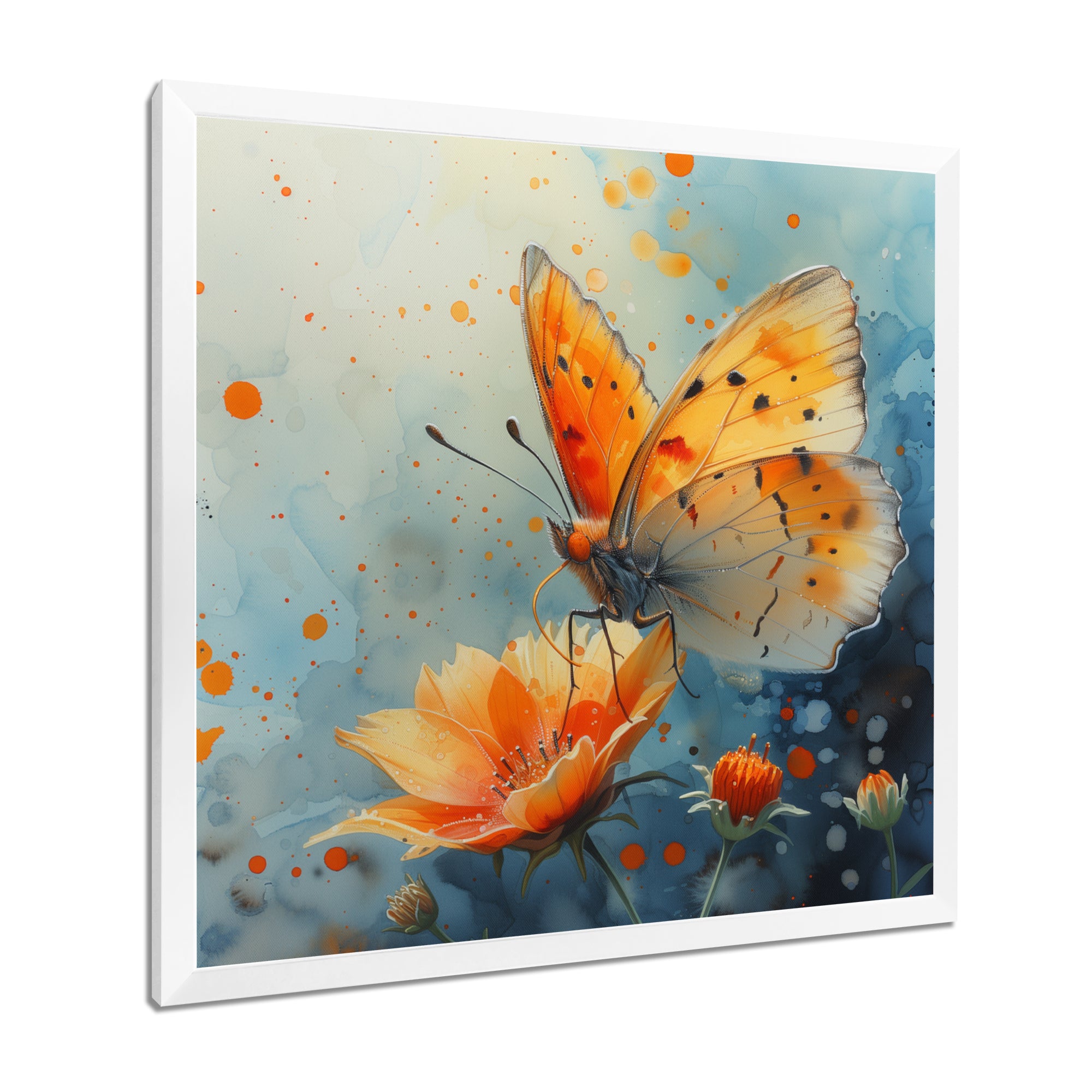 Vintage yellow Butterfly on summer flower - Butterfly Wall Art Prints