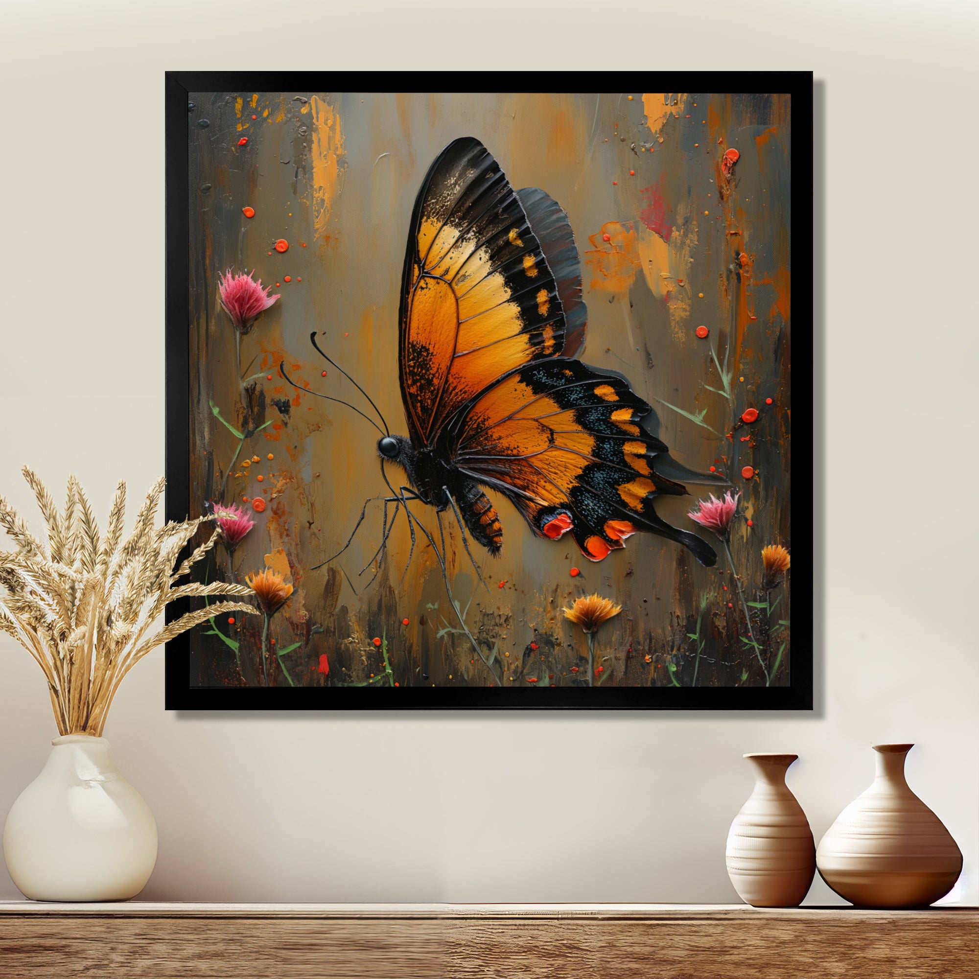 Vintage yellow and black Butterfly gardens - Yellow Butterfly Wall Art