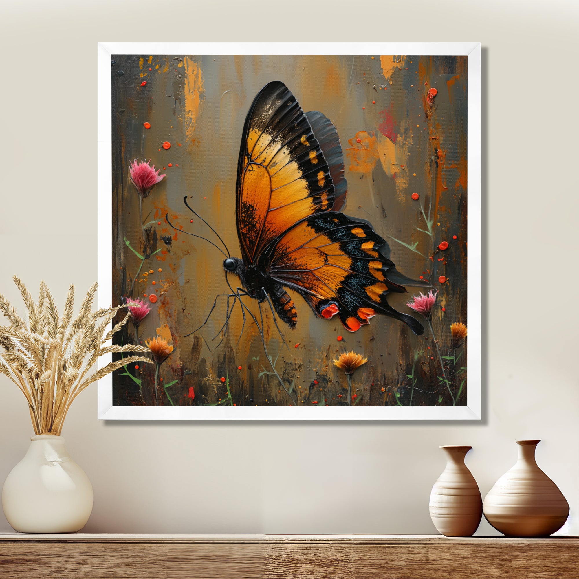 Vintage yellow and black Butterfly gardens - Yellow Butterfly Wall Art
