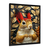 Red gold Squirrel Art deco portrait - Squirrel Large Canvas Wall Art