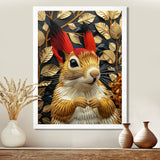 Red gold Squirrel Art deco portrait - Squirrel Large Canvas Wall Art