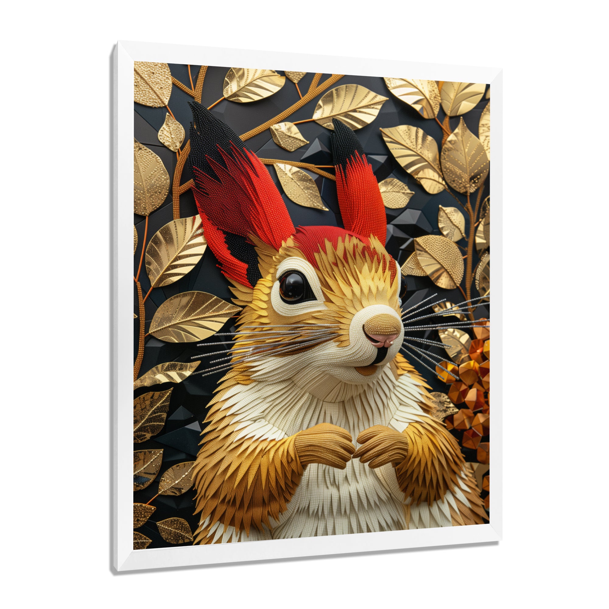 Red gold Squirrel Art deco portrait - Squirrel Large Canvas Wall Art