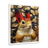 Red gold Squirrel Art deco portrait - Squirrel Large Canvas Wall Art