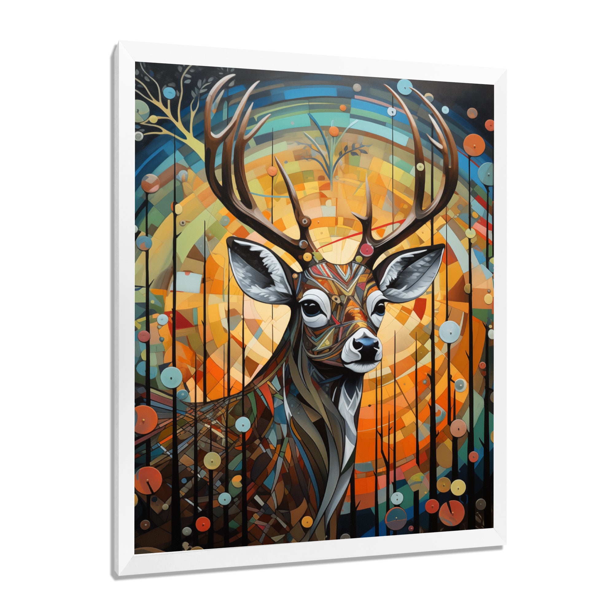 Deer in colorful landscape composition - Deer Bedroom Wall Art
