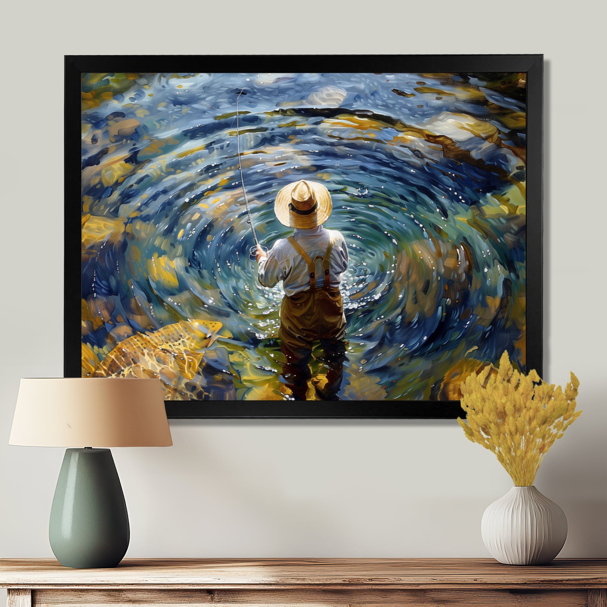 River Trout Fishing In The Mountains I - Hunting & Fishing Canvas Wall Art