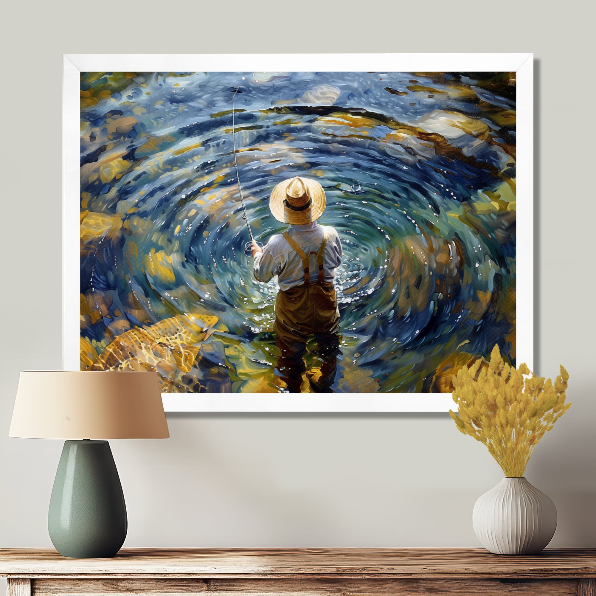 River Trout Fishing In The Mountains I - Hunting & Fishing Canvas Wall Art